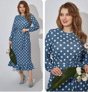 Утонченное женское платье в горошек, ткань "Трикотаж" 46, 48, 50, 52, 54, 56, 58 размер 46 7133-46 фото