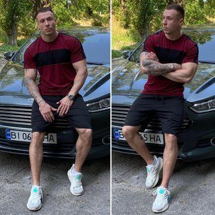 Стильний чоловічий костюм бавовна+віскоза футболка та шорти 46, 48, 50, 52, 54, 56 розмір 46 14363-46 фото