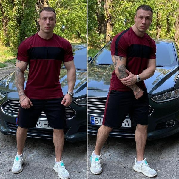 Стильний чоловічий костюм бавовна+віскоза футболка та шорти 46, 48, 50, 52, 54, 56 розмір 46 14363-46 фото