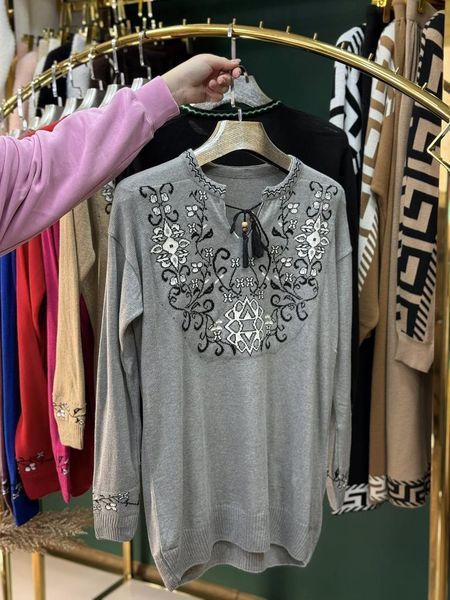 Роскошный женский свитер-вышиванка, ткань "Вязка" размер 50/54 21528-50/54 фото
