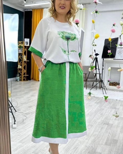 Елегантний жіночий костюм, тканина "Льон" 48, 50, 52, 54, 56, 58, 60 розмір 48 17543-48 фото