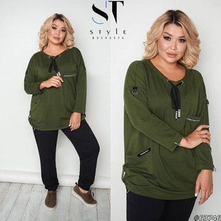 Невероятный женский Oversize костюм "Трикотаж-двунитка" 54, 56 размер 54 11556-54 фото