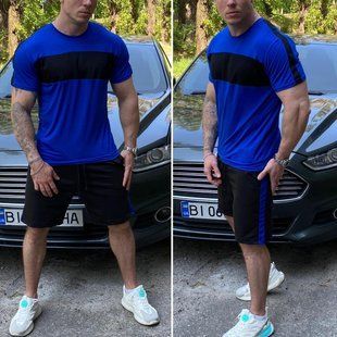 Стильний чоловічий костюм бавовна+віскоза футболка та шорти 46, 48, 50, 52, 54, 56 розмір 46 14364-46 фото