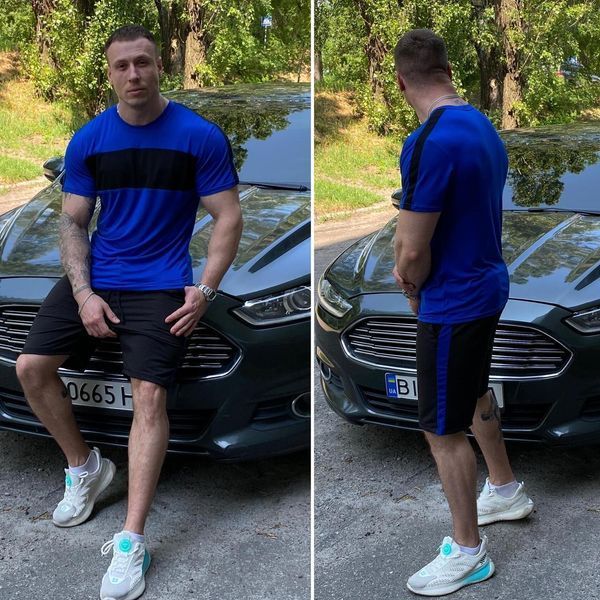 Стильний чоловічий костюм бавовна+віскоза футболка та шорти 46, 48, 50, 52, 54, 56 розмір 46 14364-46 фото