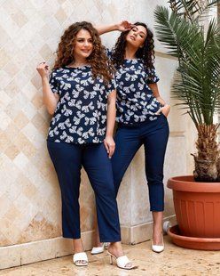 Стильный женский костюм Блуза+Бриджи, ткань "Креп Шифон+Софт" 48, 50, 58, 60 размер 48 10900-48 фото