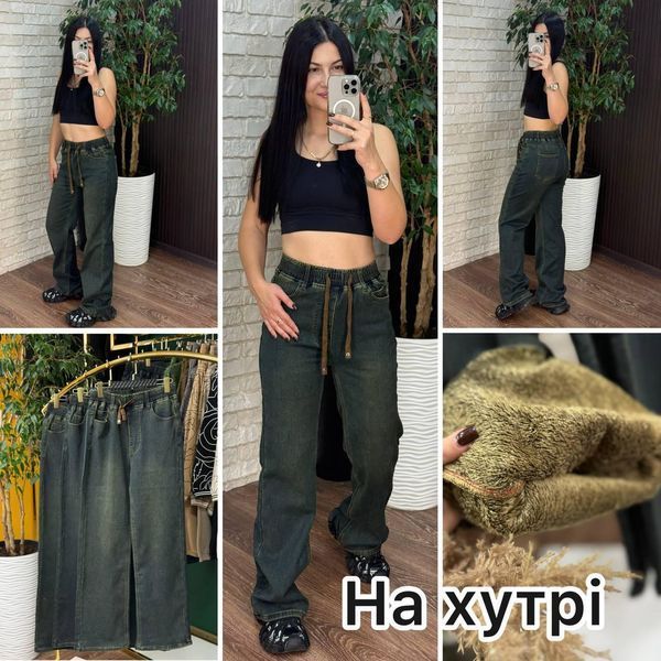 Теплі жіночі джинси на хутрі, тканина "Джинс" 52, 54, 56, 58, 60, 62 розмір 52 21161-52 фото