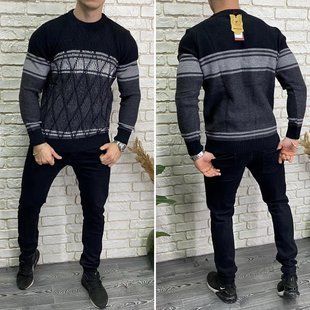 Стильный мужской свитер, ткань "Вязка" 48, 50, 52 размер 48 12123-48 фото