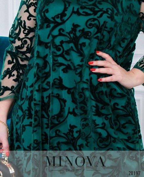 Неймовірна жіноча сукня А-силуету, тканина "Сітка флок+Шовк Армані" 52, 54 розмір 52 12966-52 фото