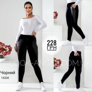 Трендові жіночі лосини, тканина Дайвінг+Еко-шкіра 48, 50, 52, 54, 56 розмір 48 13335-48 фото