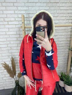 Роскошный женский костюм тройка, ткань "Плащевка+Трикотаж" 42, 44 размер 42 12835-42 фото