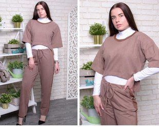 Шикарный женский костюм тройка Ткань Трикотаж+Замш на Дайвинге 50, 52, 54, 56, 58, 60, 62, 64 размер 50 10435-50 фото