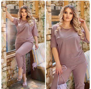 Стильный женский костюм Футболка+Бриджи, ткань "Хлопок+Стрейч" 48, 50, 52, 54, 56, 58, 60 размер 48 10449-48 фото