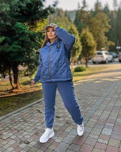 Невероятный женский костюм на флисе, ткань "Трехнитка+плащевка" 48, 50, 52, 54, 56, 58 размер 48 16243-48 фото