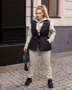 Универсальный женский костюм тройка, ткань "Плащевка+Трикотаж на флисе" 48, 50, 52 размер 48 12289-48 фото