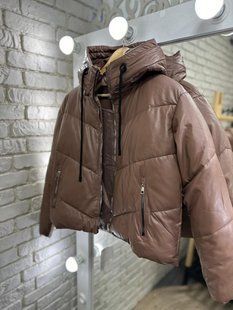 Стильная куртка на синтепоне 200, ткань "Эко-кожа" 46, 48, 50 размер 46 15674-46 фото