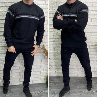 Стильный мужской свитер, ткань "Вязка" 56, 58, 60 размер 56 12144-56 фото
