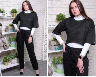 Шикарный женский костюм тройка Ткань Трикотаж+Замш на Дайвинге 50, 52, 54, 56, 58, 60, 62, 64 размер 50 10436-50 фото