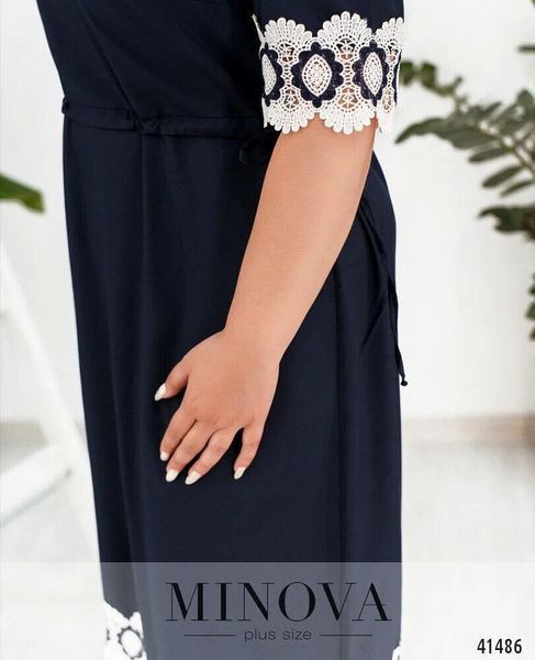 Потрясающее женское платье дополнено кружевом, ткань "Костюмная" 54, 56 размер 54 7234-54 фото