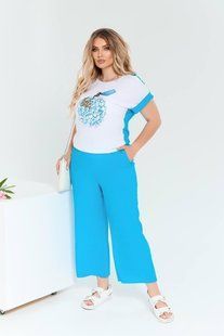 Стильный женский костюм-двойка Футболка+Бриджи, ткань "Софт" 48, 50, 52, 54, 56 размер 48 10987-48 фото