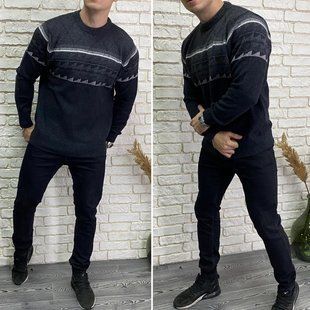 Стильный мужской свитер, ткань "Вязка" 48, 50, 52 размер 48 12145-48 фото