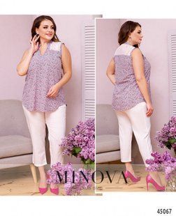 Модный женский костюм-двойка Блуза+Бриджи, ткань "Софт" 54. 56, 58. 60 размер 54 11004-54 фото