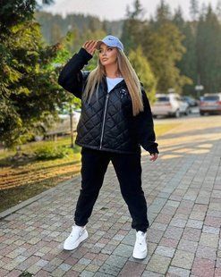 Невероятный женский костюм на флисе, ткань "Трехнитка+плащевка" 48, 50, 52, 54, 56, 58 размер 48 16245-48 фото