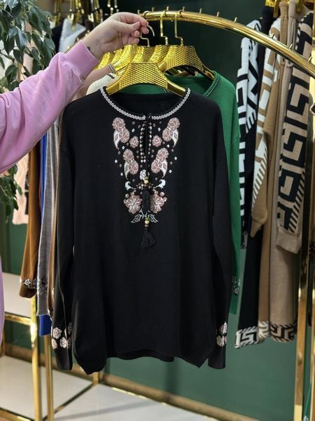 Роскошный женский свитер-вышиванка, ткань "Вязка" размер 52/56 21552-52/56 фото
