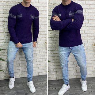 Стильный мужской свитер, ткань "Вязка" 46, 48 размер 46 12105-46 фото
