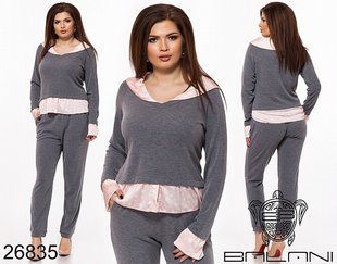 Комфортный женский костюм Блузка+Штаны Ткань Машинная Вязка 50, 52, 54 размер 50 12504-50 фото