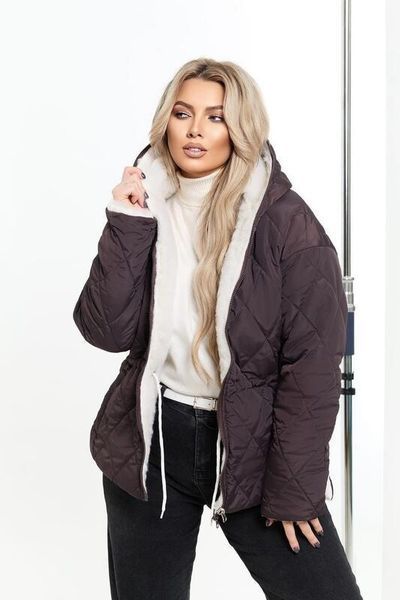 Теплая двусторонняя женская куртка на синтепоне Ткань "Плащевка" 48, 50, 54, 56 размер 48 11943-48 фото