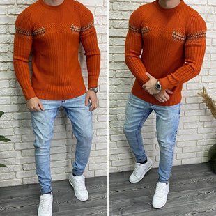 Стильный мужской свитер, ткань "Вязка" 48, 50 размер 48 12106-48 фото