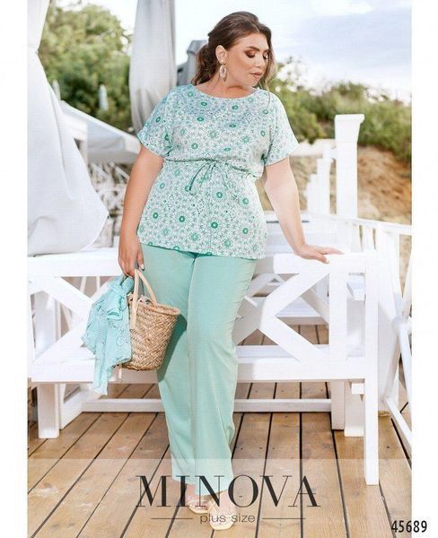 Стильний жіночий костюм-двійка Блуза+Штани Тканина "Софт" 50, 52, 54, 56, 58, 60, 62, 64 розмір 50 11193-50 фото
