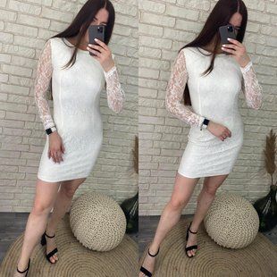Розкішна жіноча сукня, тканина "Трикотаж+гіпюр" розмір 46 14681-46 фото