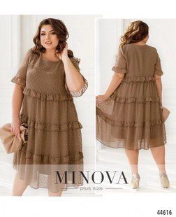 Нежное женское платье А-силуэта, ткань "Костюмка+Шифон " 46, 48, 50, 60 размер 46 11237-46 фото