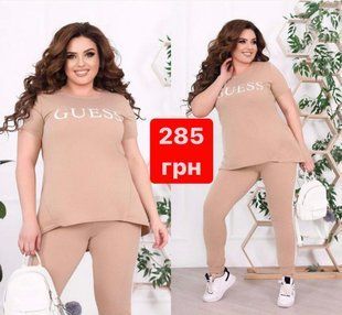 Стильний жіночий костюм Футболка+Штани Тканина Трикотаж 48, 50, 52, 54, 56, 58, 60, 62 розмір 48 7808-48 фото