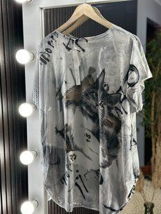 Стильная женская футболка, ткань "Креп Шифон" 50, 52, 54, 56, 58, 60 размер 50 17069-50 фото