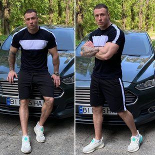 Стильний чоловічий костюм бавовна+віскоза футболка та шорти 46, 48, 50, 52, 54, 56 розмір 46 14362-46 фото