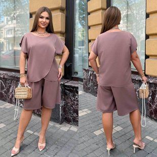Стильный женский костюм, ткань "Крэп/Софт" 48, 50, 52, 54, 56, 58, 60 размер 48 22446-48 фото