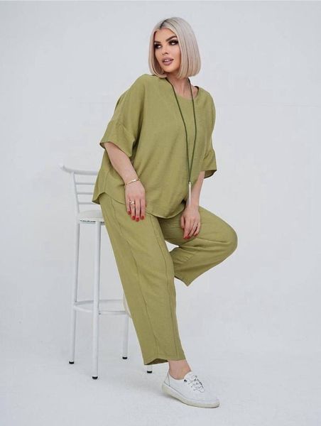Стильний жіночий костюм, тканина "Жатка" 52, 54, 56, 58, 60, 62, 64, 66 розмір 52 20784-52 фото