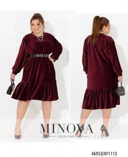 Лаконичное женское платье, ткань "Микровельвет" 56, 58, 60, 62, 64 размер 56 12048-56 фото