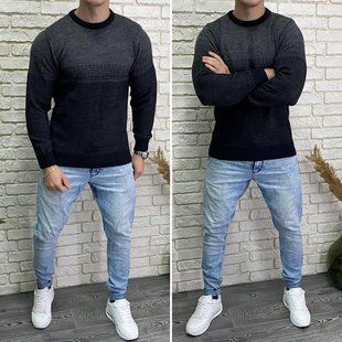 Стильный мужской свитер, ткань "Вязка" 46, 50 размер 46 12114-46 фото