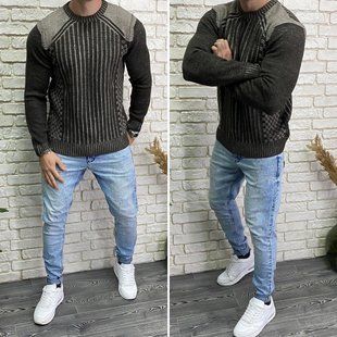 Стильный мужской свитер, ткань "Вязка" 48, 50 размер 48 12115-48 фото